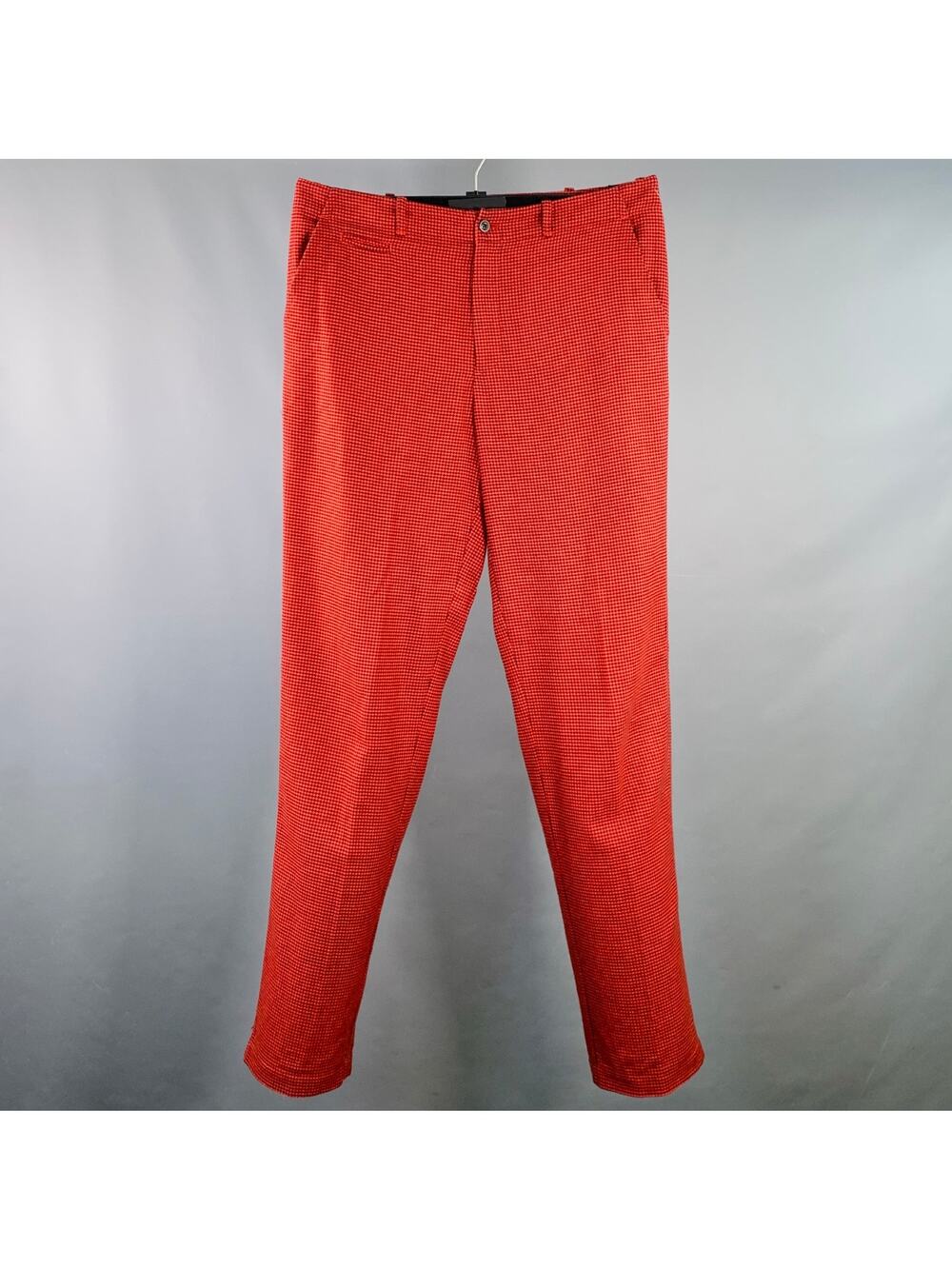 ADAM KIMMEL Size M Red Black Houndstooth Cotton Straight Zip Fly Dress Pants